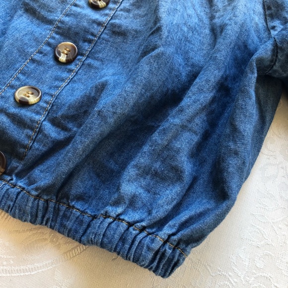 Knit Works Denim Off The Shoulder Cropped Top Girls Size S (7-8) Short Sleeves - Picture 12 of 16